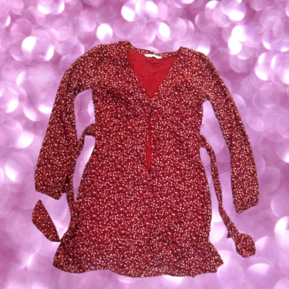Abercrombie & Fitch Red Floral Dress Ditzy Floral Women's Size Small